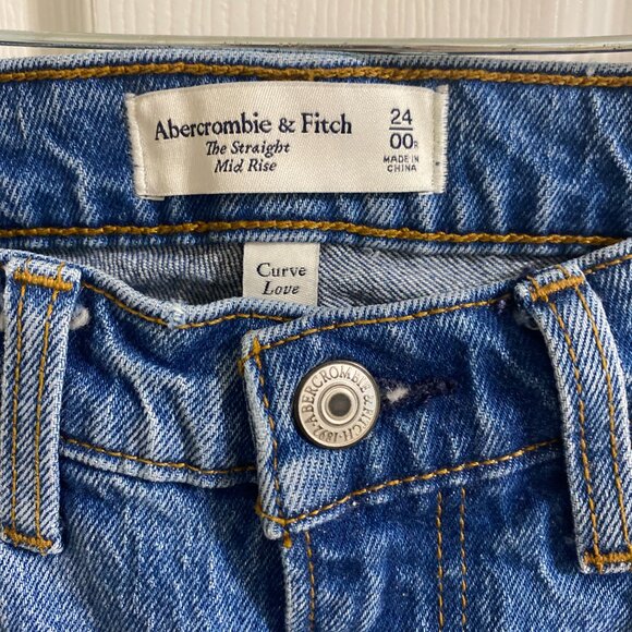 Abercrombie & Fitch Curve Love Mid-rise Straight-Leg Jeans - Size 24 - Picture 7 of 8